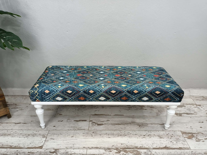 Simple Sofa Solid Wood Bench, Fabric Upholstered Single Sofa, Bench with Arms, Sitting Bench, Storage Ottoman Bench, Industrial Style Kitchen Bench