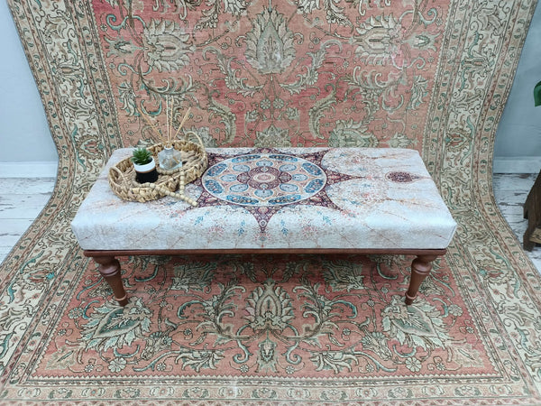 Modern Pastel Color Handmade Ottoman Bench, Cocktail Ottoman, Upholstered Coffee Table, Storage Footstool, Bohemian Bench, Lounge Bench