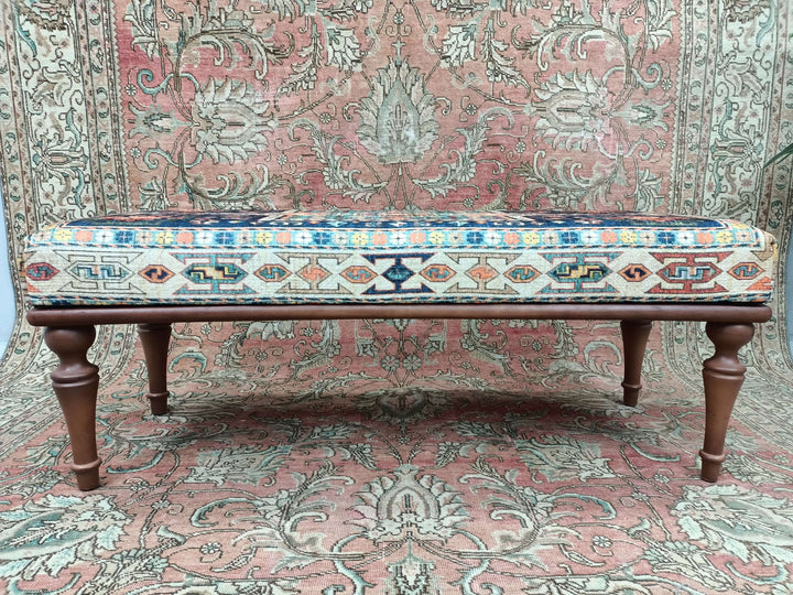 Large Bench, Library Bench, Modern Upholstered Bench in Bedroom, Natural Ottoman Bench With Classic Legs, Upholstered Ottoman Stool Bench