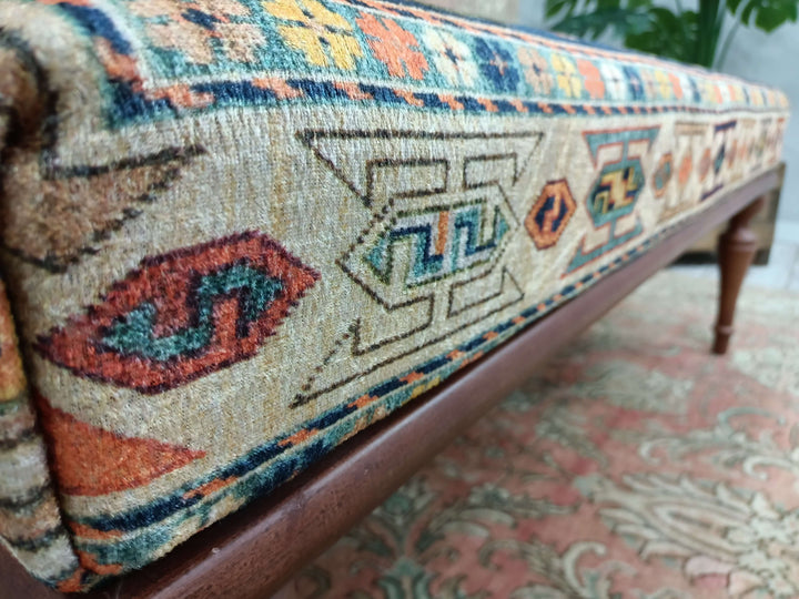 Storage Footstool, Bohemian Bench, Lounge Bench, Clothes Chest, End Of Bed Bench, Turkish Kilim Pattern Ottoman Bench with Storage