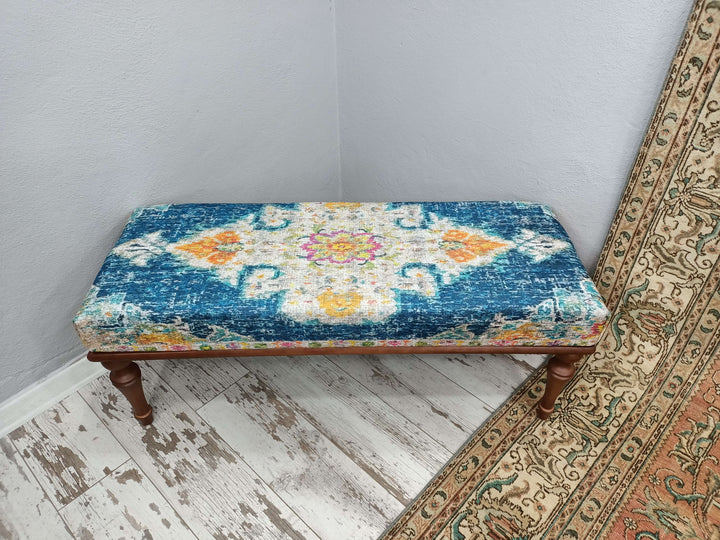 Upholstered Bench with Lumbar Pillow, Eco Friendly Bench, Ottoman Bench With Easy Maintenance Upholstered, Ottoman Velvet Upholstered Bench