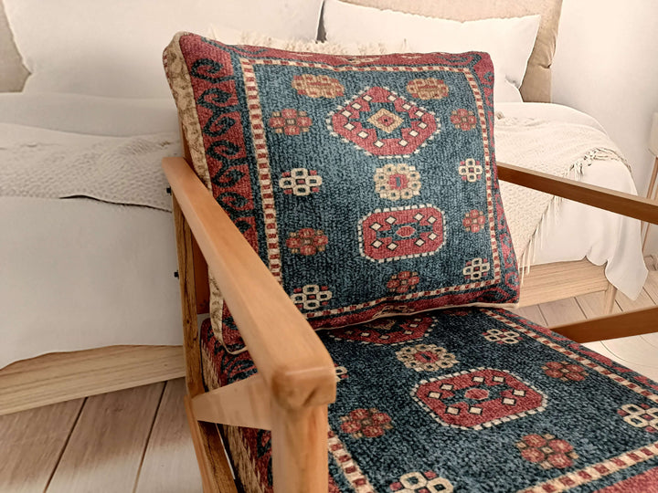 Soft Fabric Upholstery Rocking Chair, Brown Color Anatolian Armchair, Turkish Motif Rocking Armchair, Durable Construction Armchair