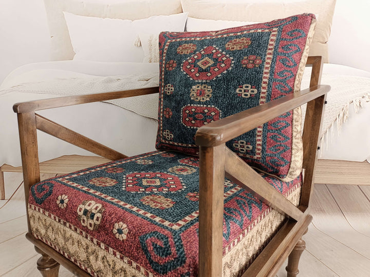 Elegant Upholstered Armchair, Natural Wood Classic Legs Armchair, Upholstered Armchair with Classic Legs, Comfortable Rocking Armchair