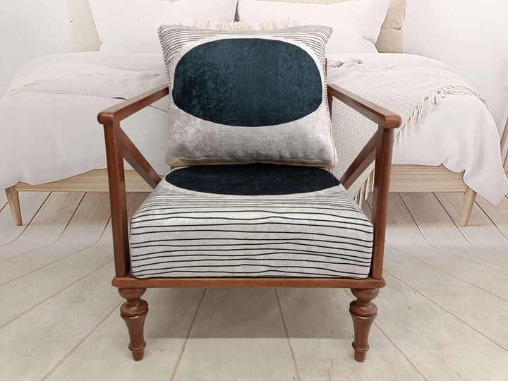 Contemporary Velvet Armchair, Dining Table Comfort Armchair, Bohemian Design Accent Armchair, Natural Wood Ottoman Armchair With Conic Leg