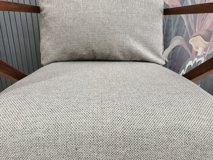 Lumbar Cushion With Armchair, Oriental Leg Rocking Armchair, Chic Decorative Armchair, Natural Wood Upholstered Rocking Armchair