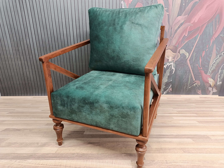 Bedroom Dark Brown Leg Armchair, Conical Leg Upholstered Armchair, Oriental Legs Rocking Armchair, Luxury Modern Decorative Armchair