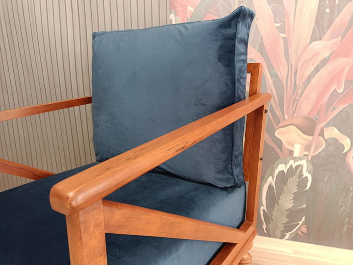 Armchair with Dark Brown Legs, Wooden Rocking Armchair, Comfort Rocking Armchair, Elegant Upholstered Armchair with Dark Brown Legs