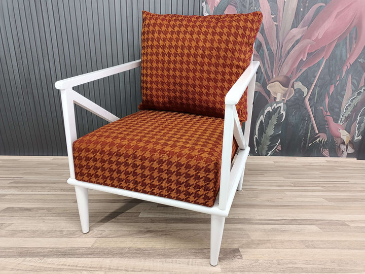 Stylish Bohemian Pattern Upholstered Chair, Reading Armchair in Living Room, Armchair with Classic Legs, Dining Room Ottoman Armchair