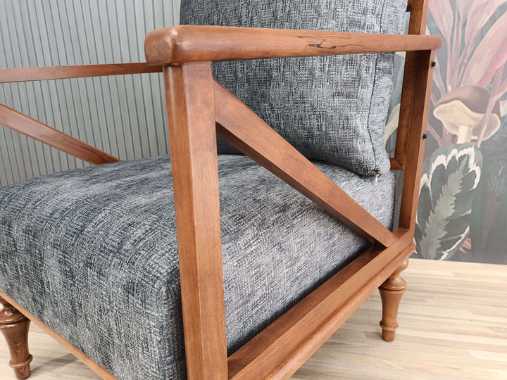 Stylish Bohemian Pattern Upholstered Chair, Bohemian Decorative Armchair, Classic Oriental Leg Armchair, Bedroom Relax Armchair