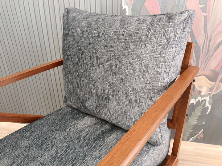 Velvet Fabric Upholstered Armchair, Kilim Pattern Armchair, Wide Size Rocking Armchair, Elegant Livingroom Armchair, Chic Rocking Armchair,
