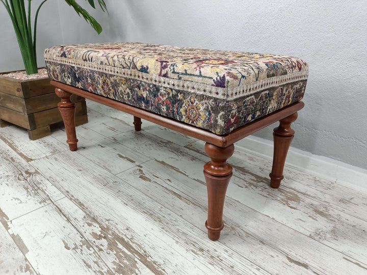 Brown Wooden Leg Comfort Bench, Dressing Table Set Bench, New House Decorative Bench, Bench Front Of The Entrance Door, Pet Friendly Bench