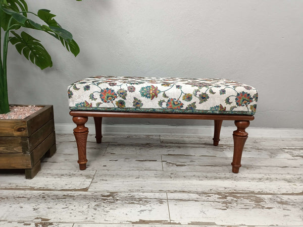 Pastel Color Hallway Upholstered Ottoman Bench, Bohemian bench, Altar table, Farmhouse bench, Hallway bench, Shoe bench, Handmade Piano Bench, Handmade furniture
