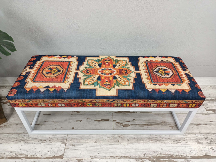 Decorative Ottoman Bench With Velvet Upholstered, Breastfeeding Bench, Designer Upholstered Ottoman Bench, Dark Brown Ottoman Benchin Entryway