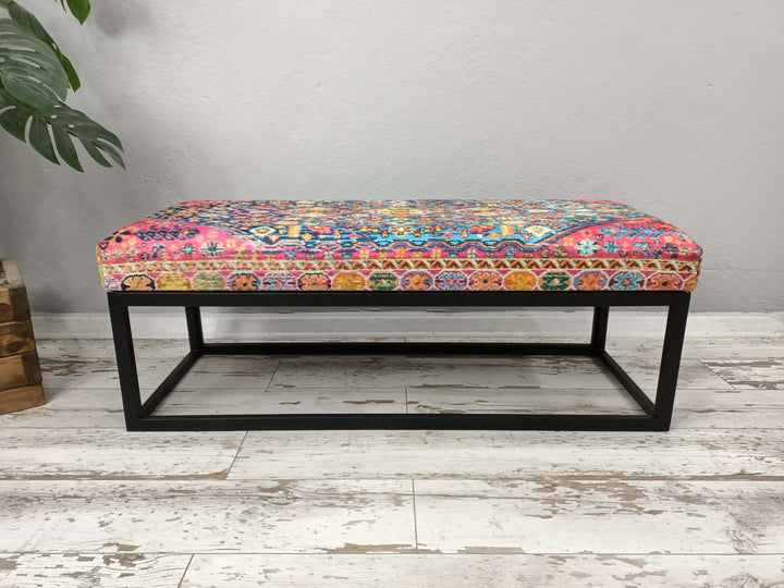 Special Design Fabric Upholstered Bench, Wooden Leg Footstool Bench, Farmhouse Bench, Dressing room bench, Window seat, Easy To Clean Upholstered Bench