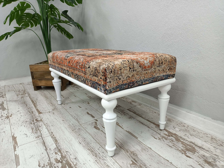 Eco Friendly Bench, Ottoman Bench With Easy Maintenance Upholstered, Ottoman Velvet Upholstered Bench Balcony Nap Bench, Wooden Base Bench