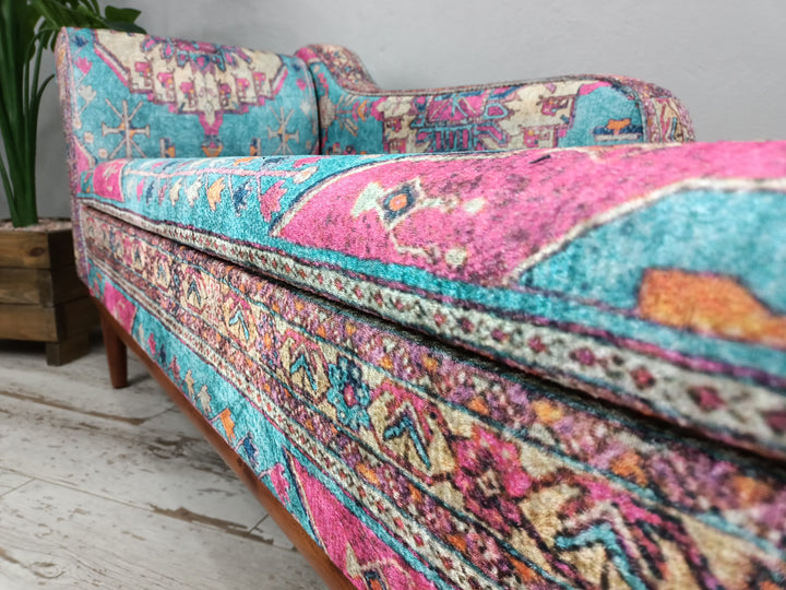 Modern Accent Bench, Eco FriendOriemly Bench, Pet Friendly Upholstered Bench, Oriental Printed Fabric Upholstered Ottoman Bench, Dressing Table Set Benc