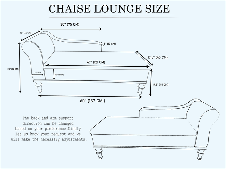 Chaise Lounge with Printed Fabric, Natural Ottoman Chaise Lounge With Classic Legs, Customizable Dining Room Velvet Chaise Lounge