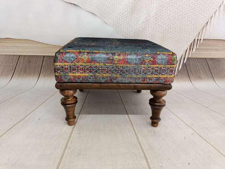 Large Rectangular Ottoman Bench Stool, Small Stool with Rectangular Ottoman Wooden Legs, Modern Upholstered Bench, Home Entrance Bench with Footrest