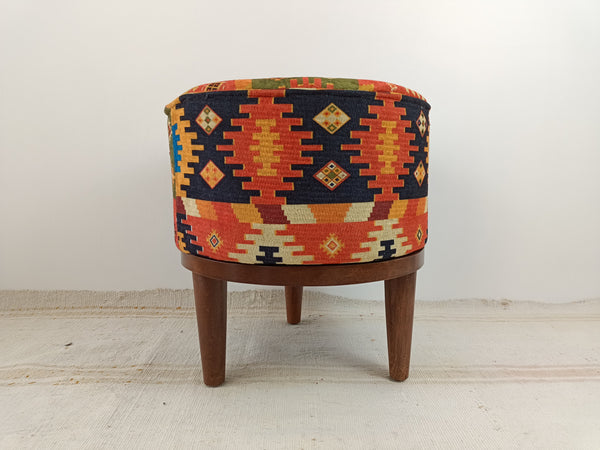 Tropical Color Farmhouse Round Footstool Bench
