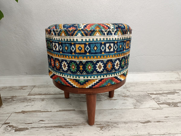 Easy To Clean Fabric Upholstered Round Bench