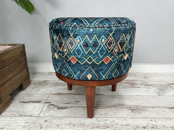 Turquoise Color Bathroom Round Step Bench