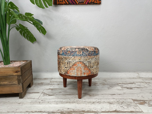 Fabric Wooden Single Step Stool Bench for Bathroom