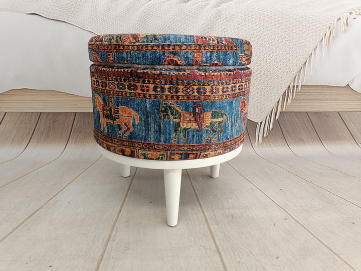 Oriental Printed Fabric Upholstered Ottoman Bench, Dressing Table Set Bench, New House Decorative Bench, Practical Upholstered Footstool Bench,