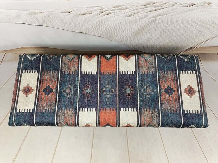 Decorative Ottoman Bench With Velvet Upholstered, Breastfeeding Bench, Designer Upholstered Ottoman Bench, Dark Brown Ottoman Bench in Entryway