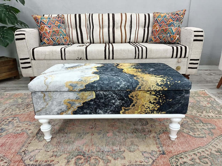 Comfortable Sitting Footstool Bench, Luxury Fabric With Bench, Relaxing Bench, Balcony Minimallist Bench, Decorative Bench, Designer Footstool Bench