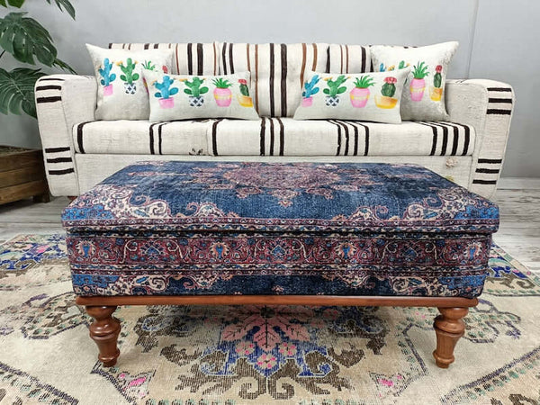 Storage Boho Ottoman Bench, Handmade Furniture Bench, Dining Table Step Stool Bench, Game Room Step Stool Bench, Upholstered Bench