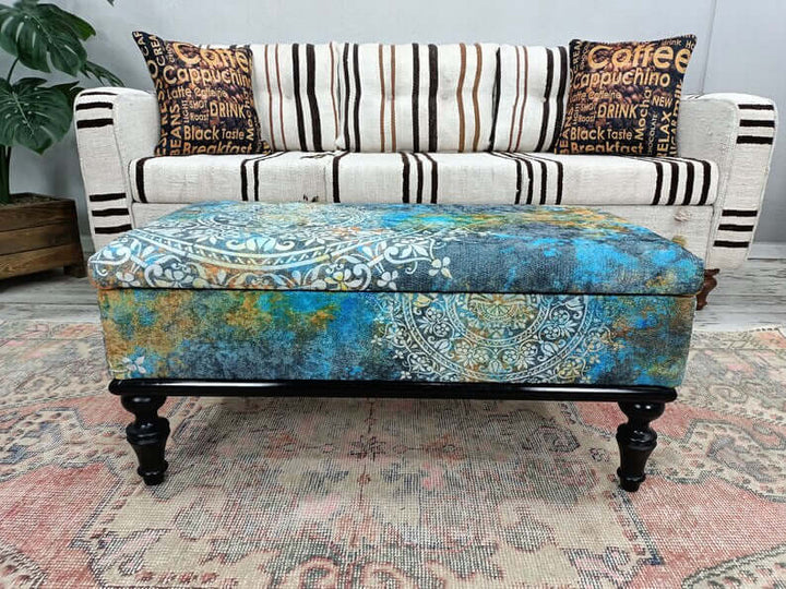 Handmade Durable Bench, Dining Bench with Padded Seat for Kitchen, Fabric Walnut Wood Covered Bench, Upholstered Library Bench, Bedroom Bench for End of Bed