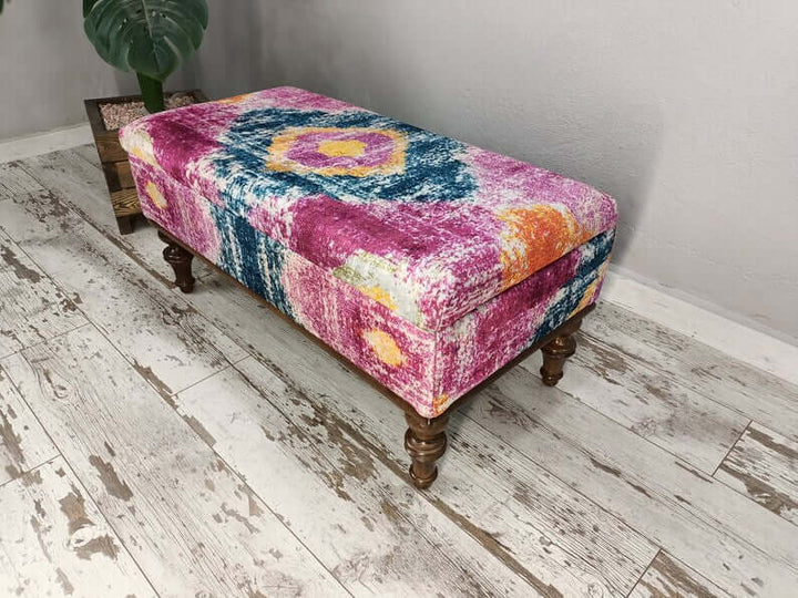 Wood Color Living Room Footstool Bench, Rectangle Storage Ottoman Sofa Foot Rest Shoe Bench for Kids Room Bedroom, Farmhouse Bench, Dressing room bench