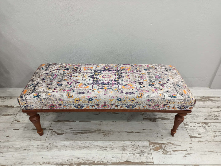 Dressimg Table Set Bench, New House Decorative Bench, Bench Front Of The Entrance Door, Stylish Bohemian Pattern Upholstered Bench