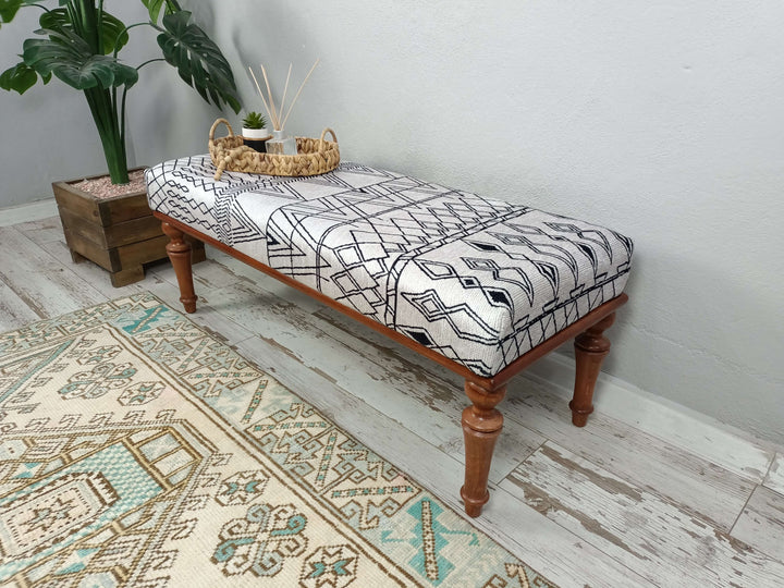 Library Bench, Living room Bench, Reading Bench, sitting Bench, Modern Upholstered Bench in Bedroom, Comfortable Outdoor Reading Wooden Bench