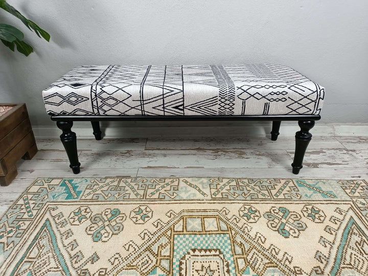 Upholstered Dining Bench Cushioned Seat Tufted Bedroom Entryway Home Bench, Dining Bench Upholstered Entryway Bench Footstool Kitchen, Rectangular Ottoman Bench