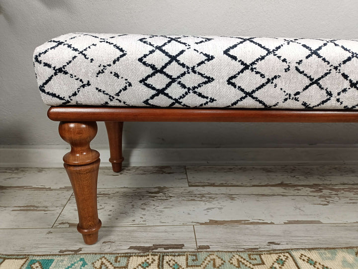 Durable Footstool Bench, High Quality Wooden And Upholstered Bench, Woodworker Large Size Printed Bench, Coffee Bench Piano Bench