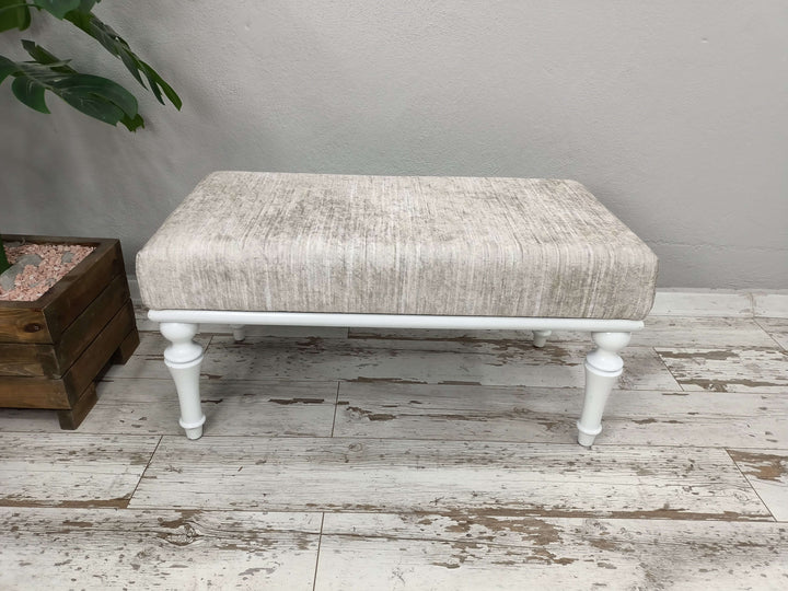 Aztec Entryway Handmade Bench, Oriental Printed Fabric Upholstered Ottoman Bench, Dressing Table Set Bench Ottoman Upholstered with Printed Rug Handmade Bench