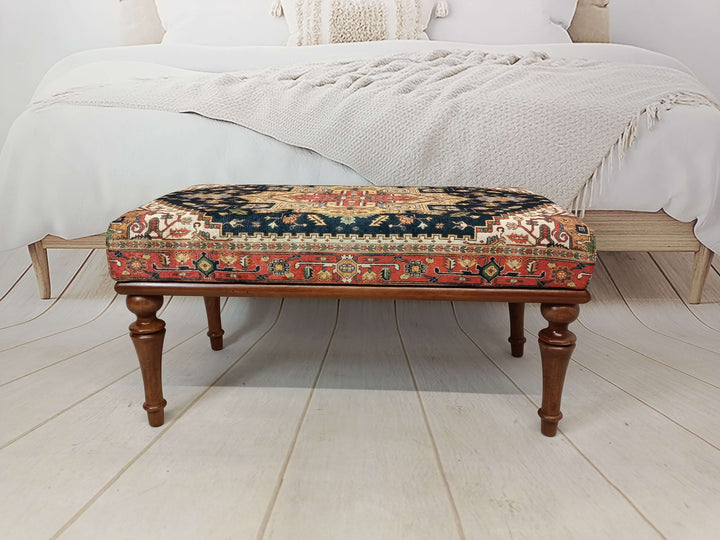 Velvet Soft Foot Mid-Century Square Modern Ottoman Chair, Woven Bench for Bedroom, Ottoman Rectangular Footrest Bench, Small Stool Ottoman