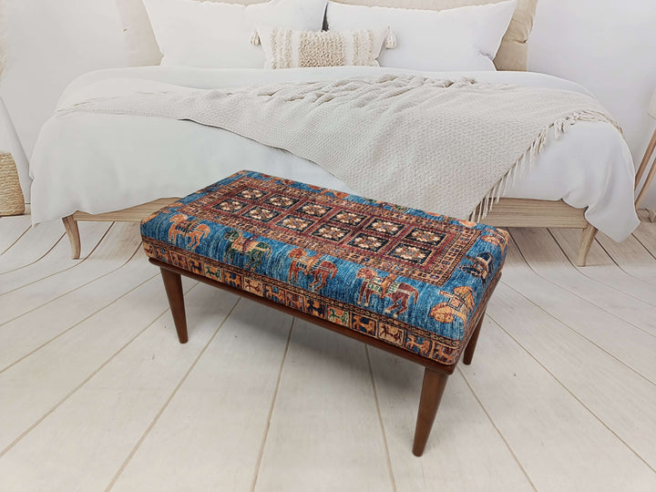 Designer Upholstered Ottoman Bench, Velvet Fabric Bench, Reading Lounge Bench, Modern Upholstered Side Bench, Lounge Comfortable Bench