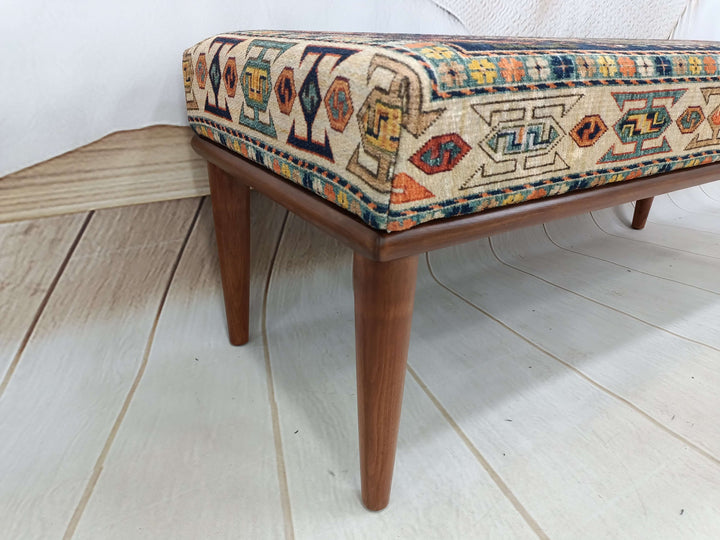Conical Leg Upholstered Bench, Handcrafted Ottoman Bench With Interior, Ottoman Velvet Upholstered Bench, Ottoman Bench With Easy Maintenance Upholstered,