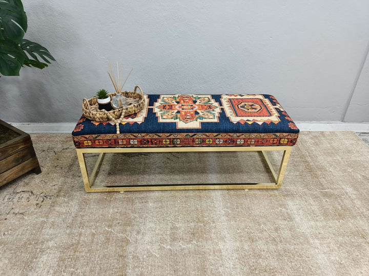Designer Upholstered Ottoman Bench, Dark Brown Ottoman Benchin Entryway Upholstered Bench with Lumbar Pillow, Eco Friendly Bench, Movie To Watch Comfort Bench