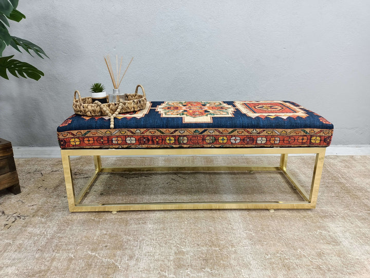 Eco Friendly Bench, Ottoman Bench With Easy Maintenance Upholstered, Ottoman Velvet Upholstered Bench Balcony Nap Bench, Wooden Base Bench, Upholstered Bench with Lumbar Pillow