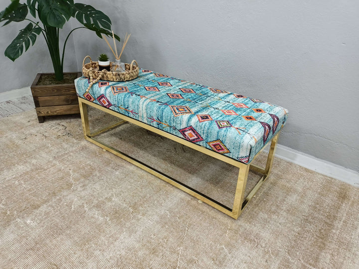 Wooden Leg Bench Upholstered Bench, Wooden Bench with Backrest, Small Relaxing Bench for Kids Room, Movie To Watch Comfort Bench