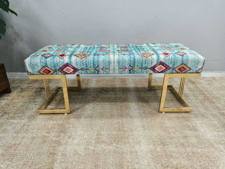 Movie To Watch Comfort Bench Mid Century Modern Upholstered Fabric Bench, Wooden Bench with Backrest, Pet Friendly Upholstered Bench