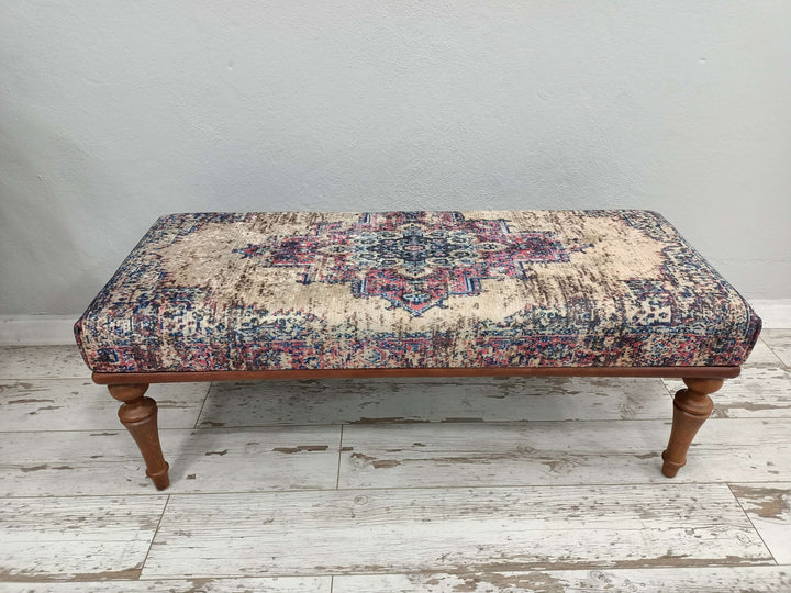 Handcrafted Ottoman Bench With Interior, Ottoman Velvet Upholstered Bench, Ottoman Bench With Easy Maintenance Upholstered, Detailed View Of Upholstered Bench Cushion