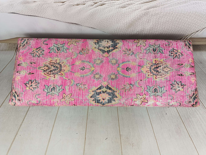 New House Decorative Bench, Bench Front Of The Entrance Door, Reading bench, Storage bench, Ottoman Upholstered with Printed Rug Handmade Bench