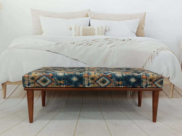 Pet Friendly Upholstered Bench, Modern Bench with Wooden Base Decorative Ottoman Bench With Velvet Upholstered, Breastfeeding Bench, Designer Upholstered Ottoman Bench