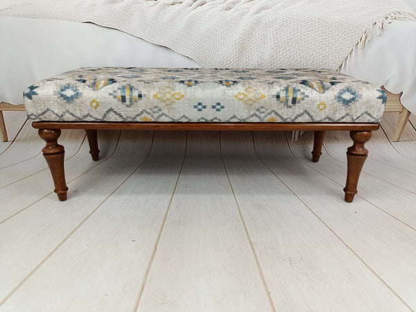 Upholstered Piano bench, Lobby Waiting Sitting Bench, Kilim Upholstered Footstool Bench, Durable Wood Leg Bench, Easy To Clean Upholstered Bench