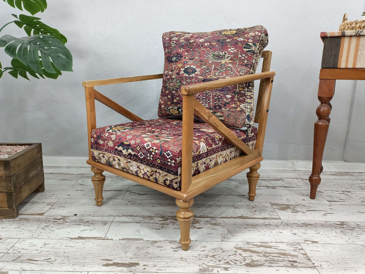 Mid-century Armchair, Upholstered Ottoman Armchair, anatolian armchair, Rocking Armchair, wooden armchair, Natural Armchair, comfort armchair