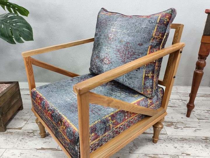 Wide Chair with Thick Pillow Cushion, Adult Rocking Chair, Wooden Rocking Chairs, Solid Wood High Back Chair, Pet Friendly Upholstered Armchair